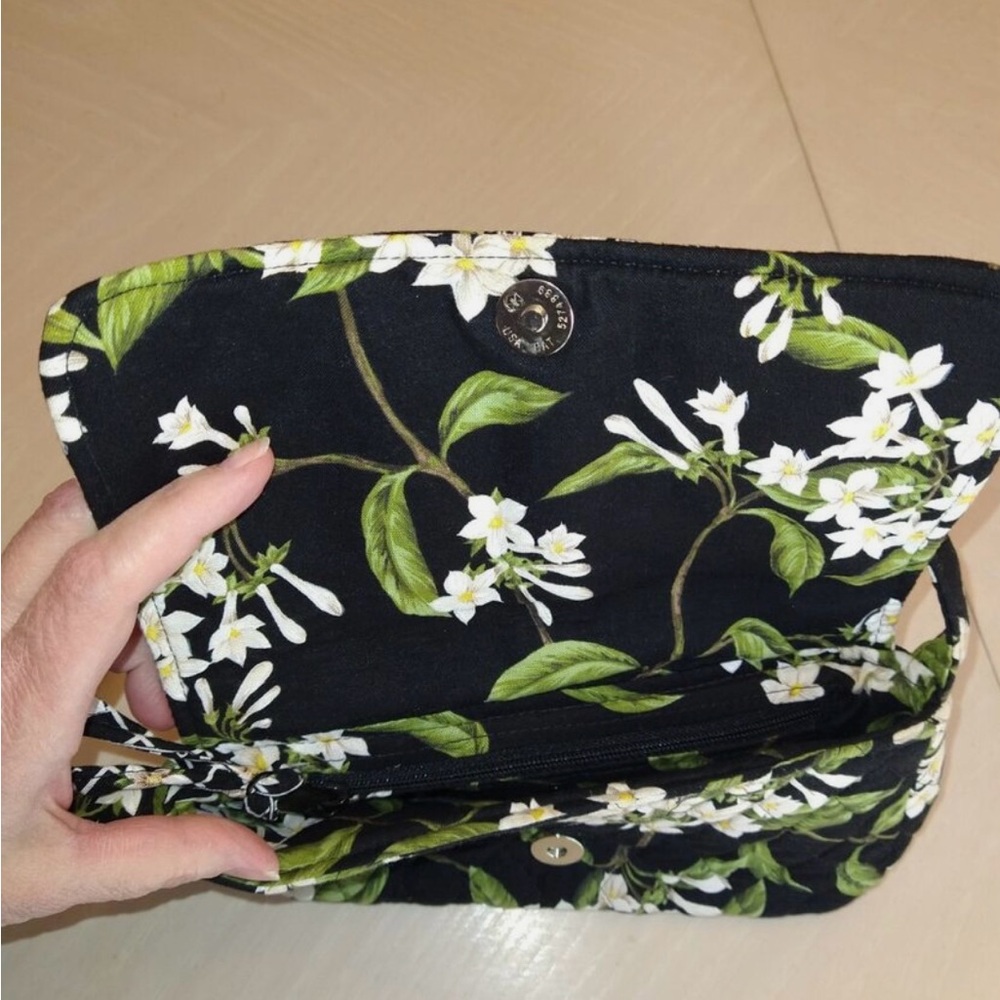 Vera Bradley Black and Green Floral Clutch